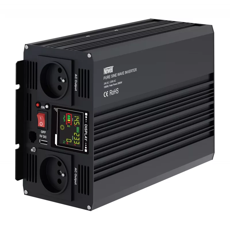 Newell Pure Sine Wave power inverter 24V DC naar 230V AC 1000W