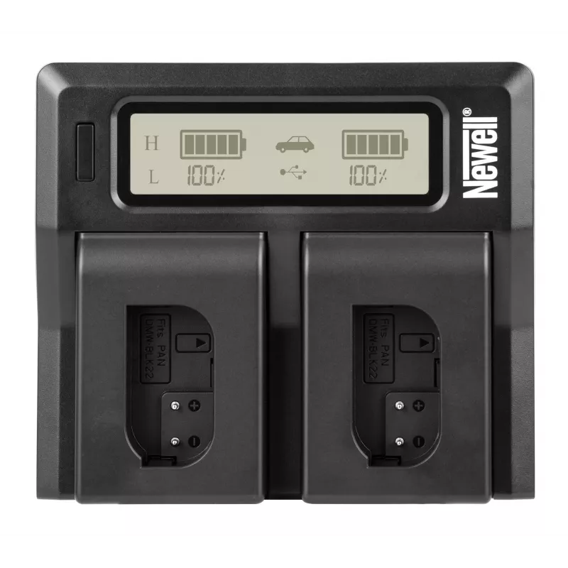 Newell DC-LCD tweekanaals oplader voor Panasonic DMW-BLK22 accu's