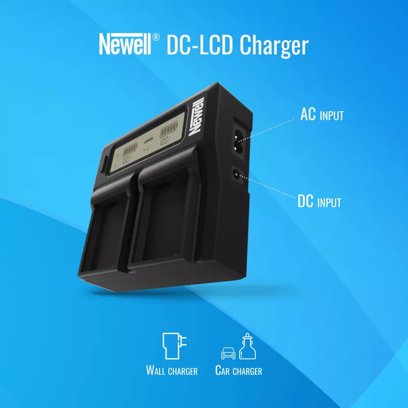 Newell DC-LCD tweekanaals oplader voor Panasonic DMW-BLK22 accu's