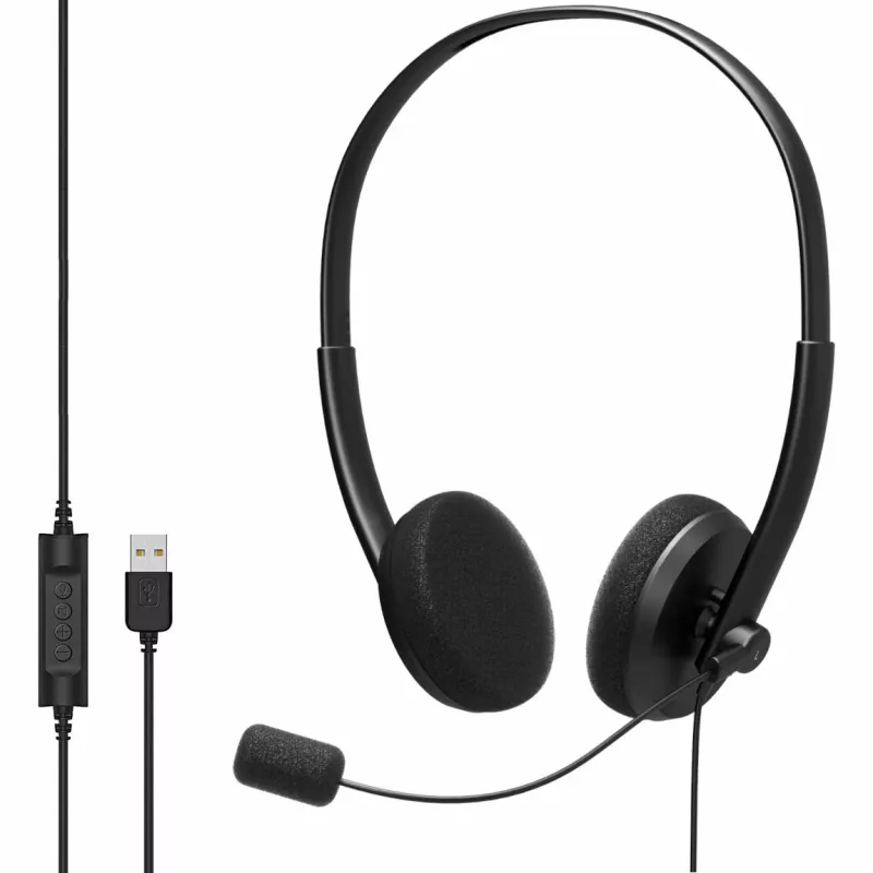 MOZOS MTX1091ECO bedrade on-ear headset met microfoon USB-A