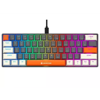 Tracer GameZone Claws 61 bedraad mechanisch gamingtoetsenbord, 60%-layout, blauwe switches, RGB-verlichting, grijs