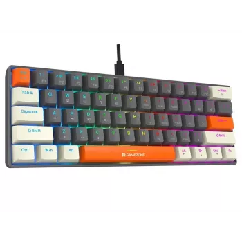 Tracer GameZone Claws 61 bedraad mechanisch gamingtoetsenbord, 60%-layout, blauwe switches, RGB-verlichting, grijs