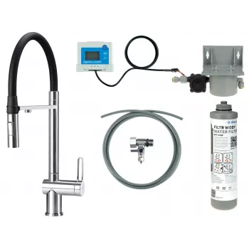 DEANTE keukenkraan met waterfilterset, flexibele uitloop, mat zwart