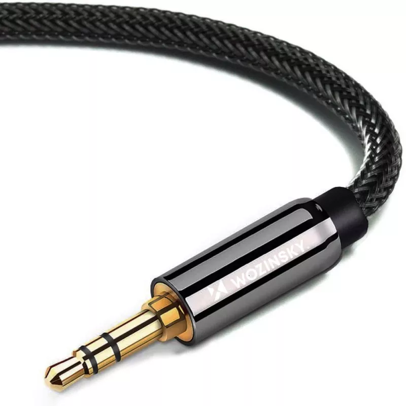 Wozinsky haakse AUX-kabel (male-male) mini jack 2 m zwart