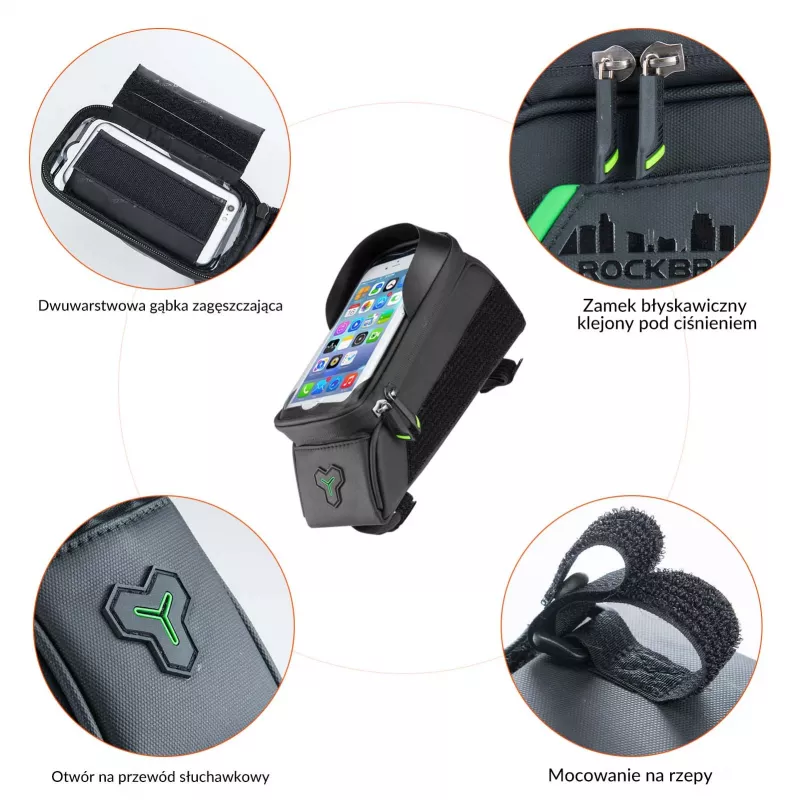 ROCKBROS fietsframetas 029-1BK met telefoonvak - zwart