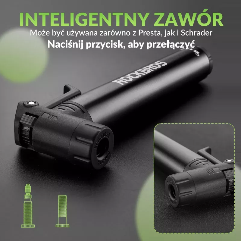 ROCKBROS handpomp voor fiets 42320010001 met schroevendraaier - zwart