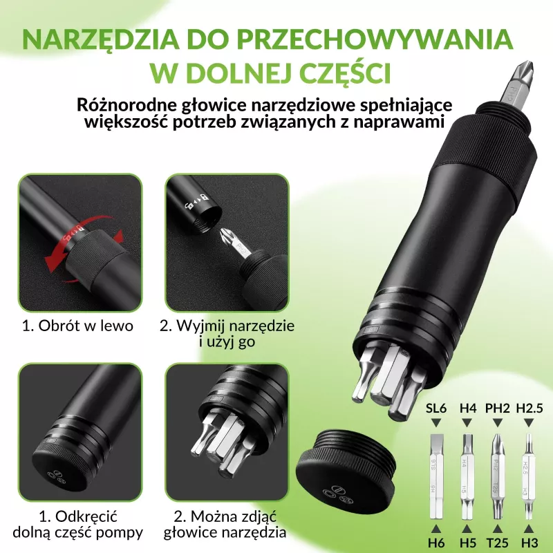 ROCKBROS handpomp voor fiets 42320010001 met schroevendraaier - zwart
