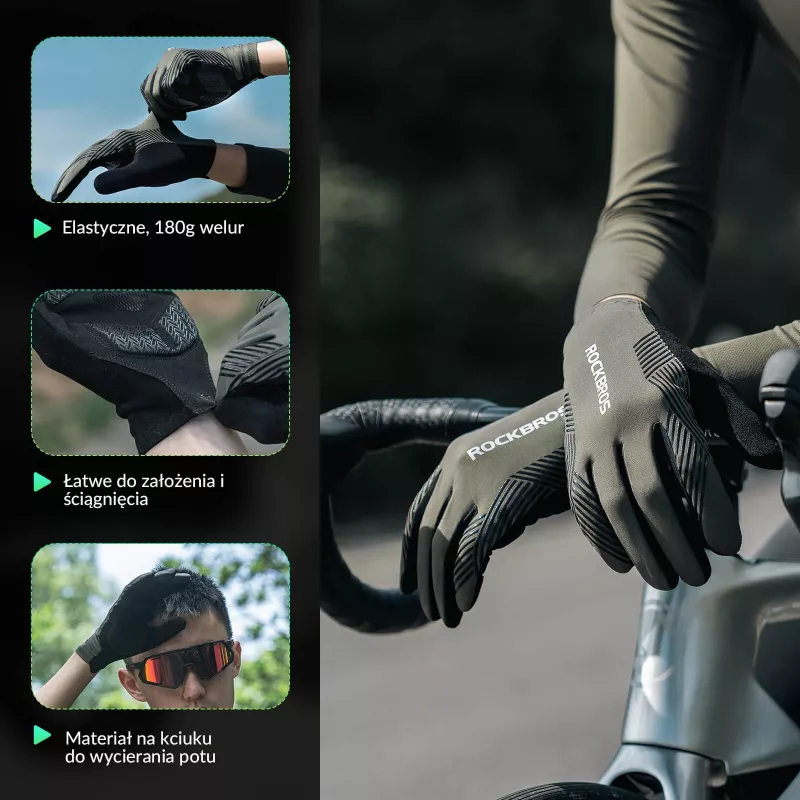 ROCKBROS fietshandschoenen halfvinger maat L groen-zwart