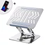 Wozinsky 360° zilveren laptopstandaard met telefoonhouder