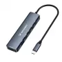 WOZINSKY WHBC10Y4S USB-C hub 6-in-1 multifunctioneel aluminium met 15 cm kabel - grijs