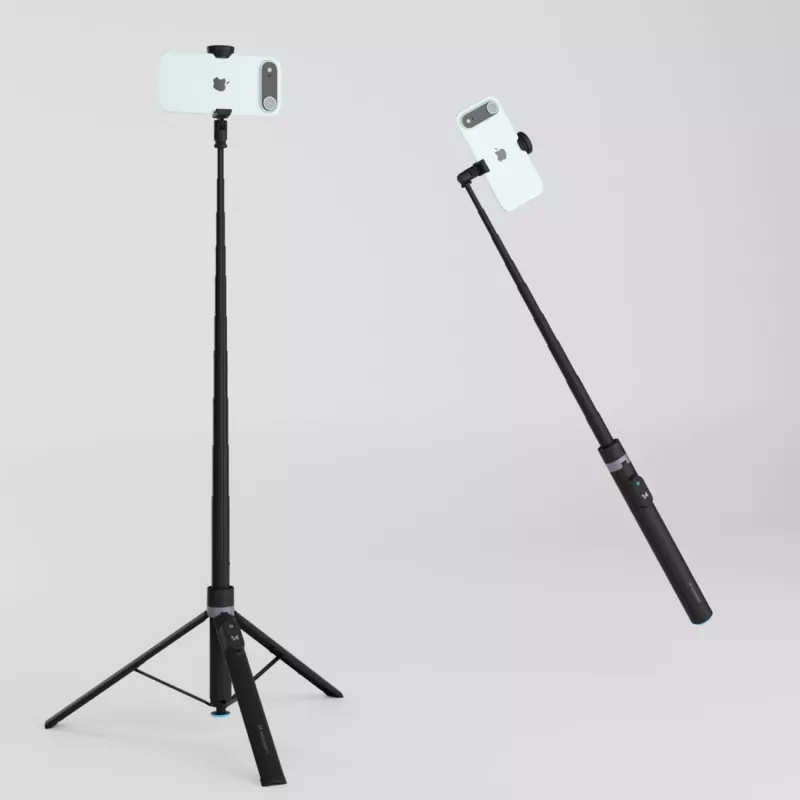 Premium selfiestick Wozinsky WRZP1 met automatisch uitklapbare poten, statieffunctie, 1,7 m - zwart