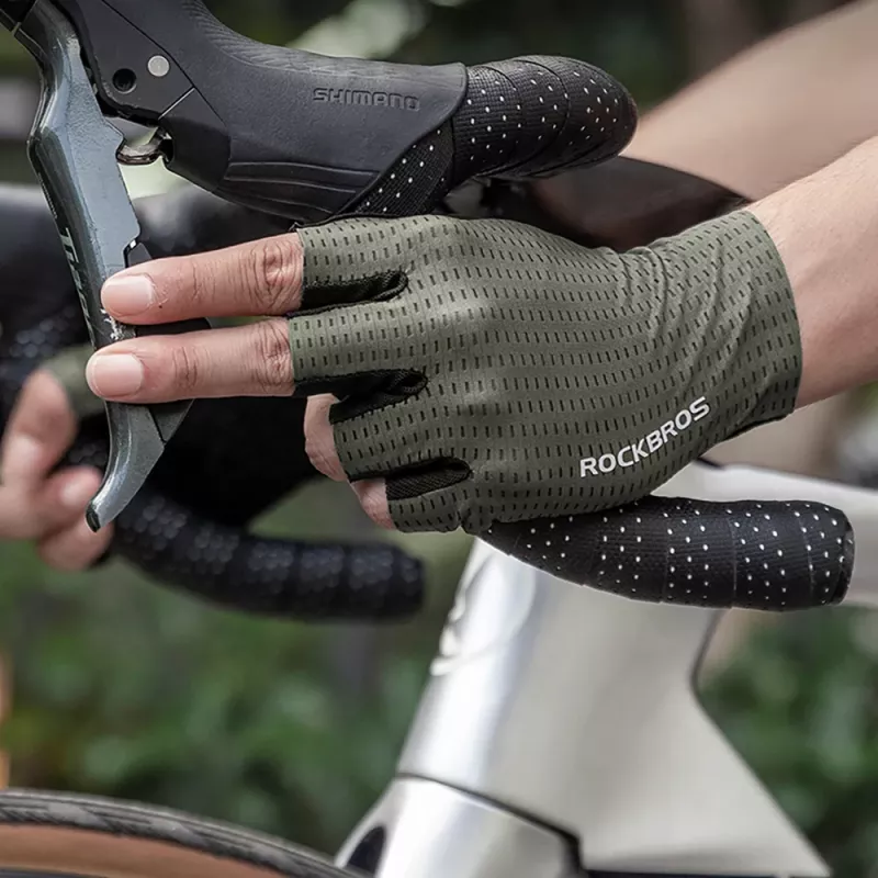 ROCKBROS ademende korte vinger fietshandschoenen, maat M, groen