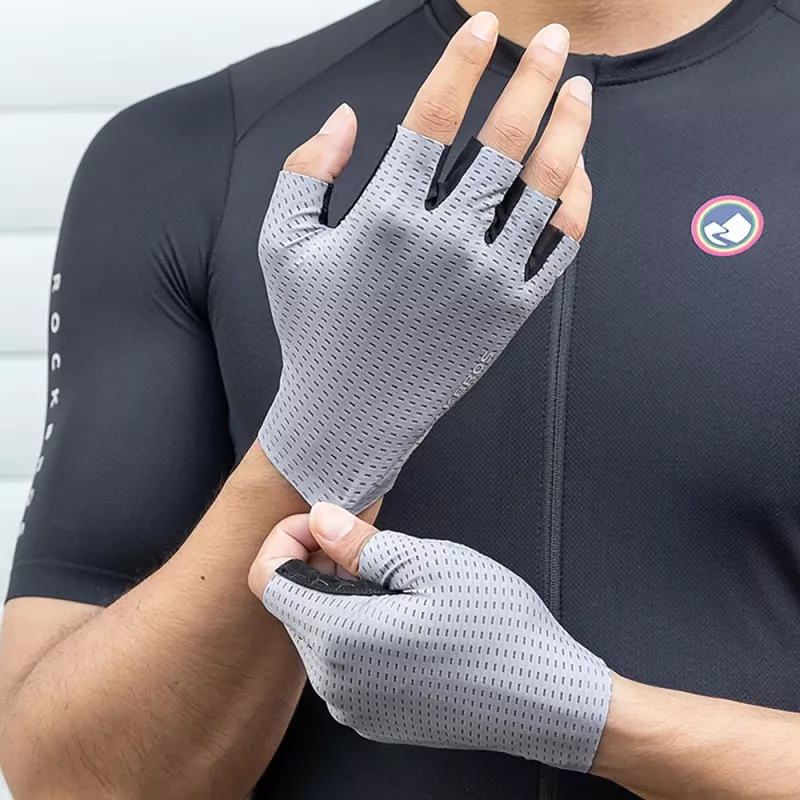 ROCKBROS kortvingerige fietshandschoenen ademend, maat S - grijs