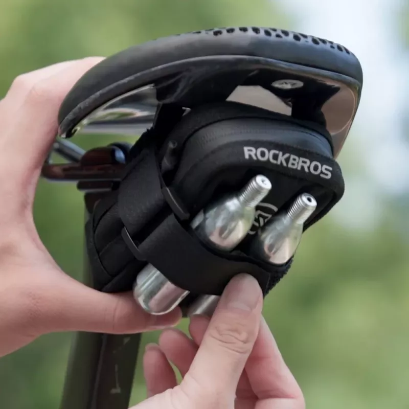ROCKBROS mini zadelpenzak met CO2-patroonhouder - zwart/groen