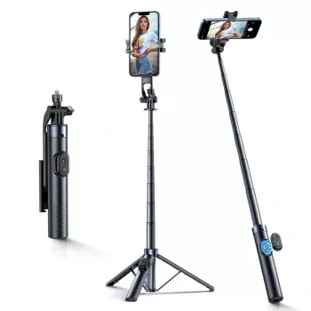 Wozinsky selfiestick WC1Y30S telescoopstatief 1,3m met telefoonhouder - zwart