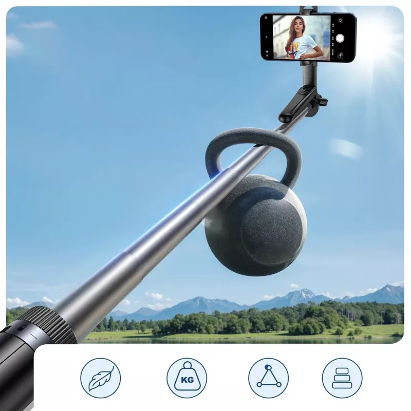 Selfiestick Wozinsky WC1Y70S telescoopstatief 1,7 m met telefoonhouder - zwart