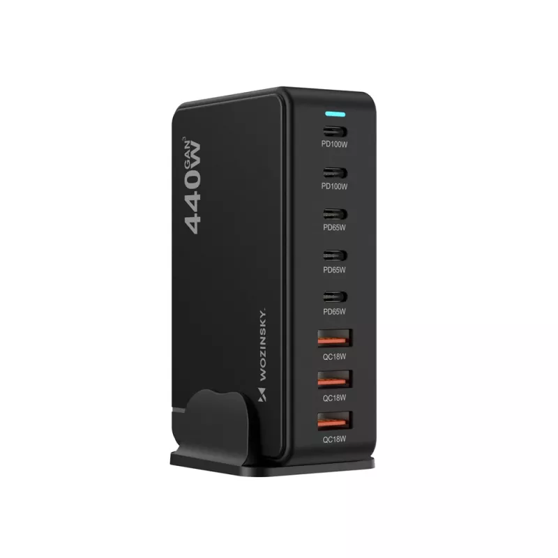 Wozinsky WSL-440 440W GaN QC3 laadstation - zwart