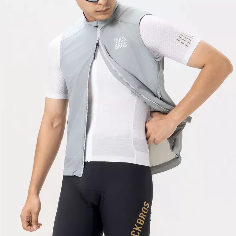 ROCKBROS winddichte fietsvest YDMJ003, lente/herfst, maat XS, wit/grijs