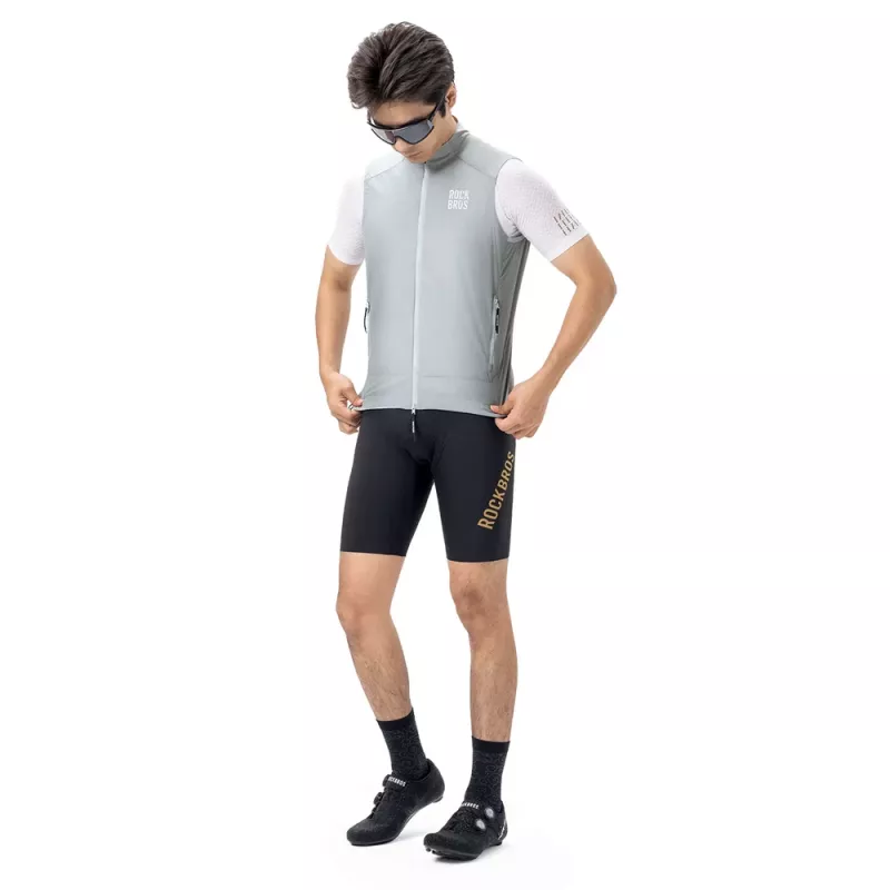 ROCKBROS winddichte fietsvest YDMJ003 lente/herfst maat L - wit-grijs