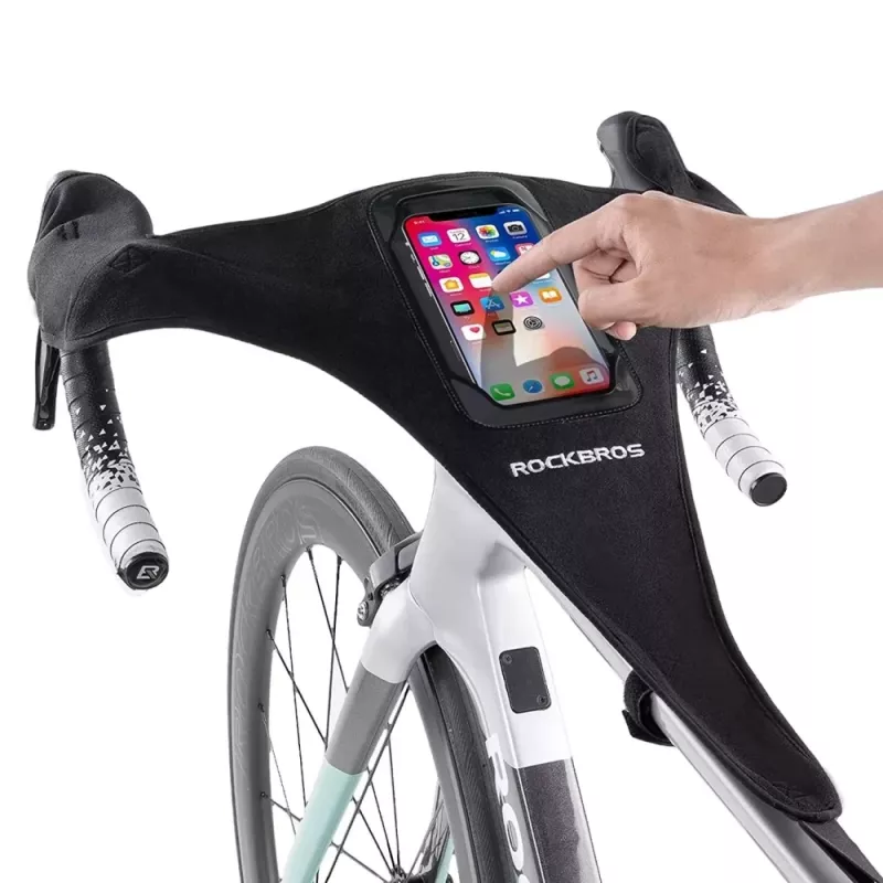 ROCKBROS D78 fiets zweetbeschermer met telefoonvak en touchscreen-venster - zwart