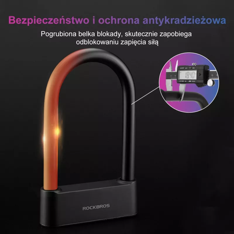 Rockbros SMART vingerafdruk & Bluetooth fietsslot 100 cm zwart