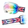 ROCKBROS SP284 kinderskibril - matwit frame, grijze PC-lens met roze kersenbloesemspiegel