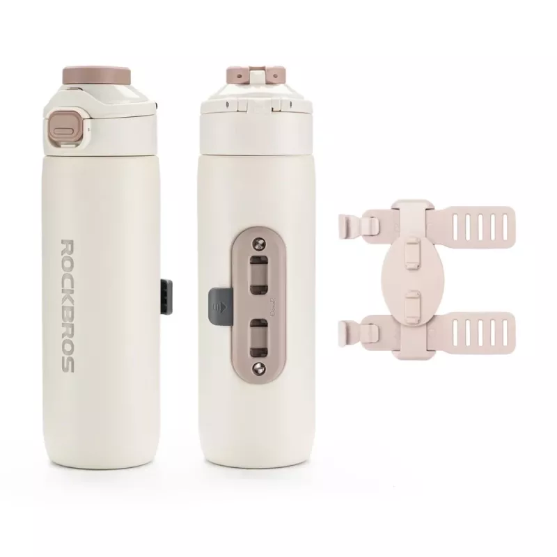 ROCKBROS thermische fietsfles S550H-1 met magneetband, beige, 550 ml