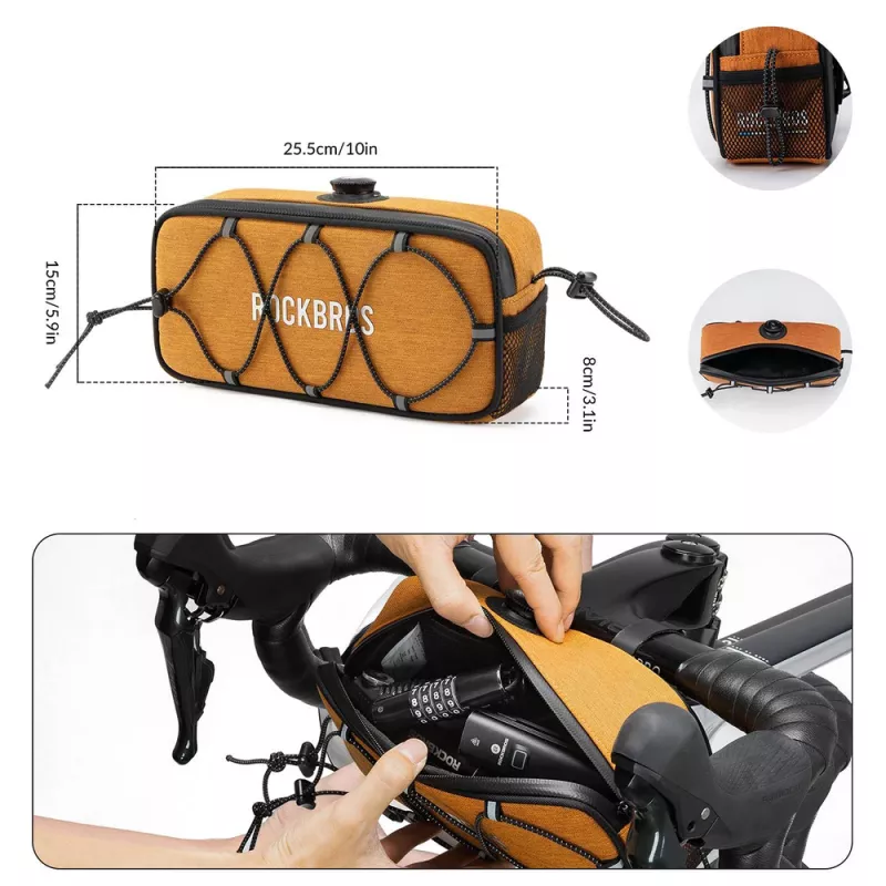 Rockbros TL001 ROAD TO SKY waterdichte stuurtaa 1,9L – oranje