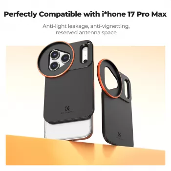 KF Protective Photography Case met 58mm lenshouder voor Apple iPhone 17 Pro Max - Zwart