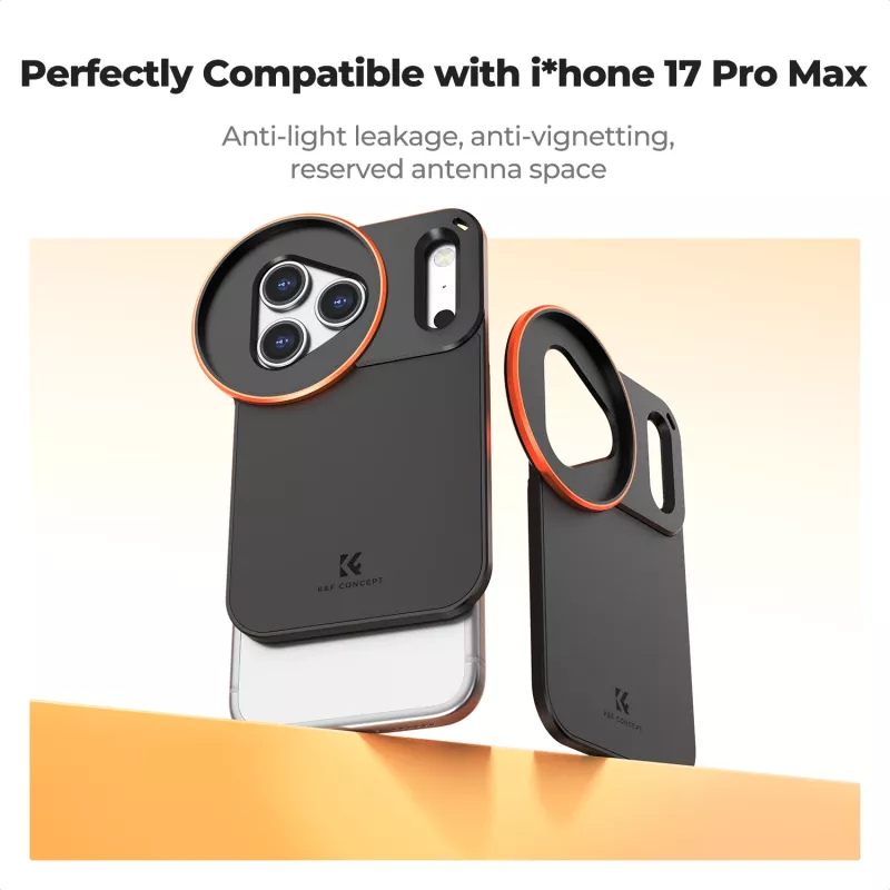 KF Protective Photography Case met 58mm lenshouder voor Apple iPhone 17 Pro Max - Zwart