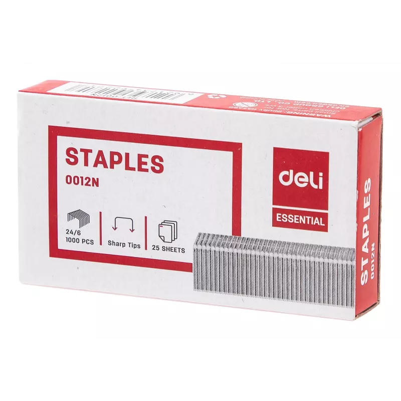 Deli ESSENTIAL nietjes 24/6, 1000 stuks, verzinkt staal, zilver