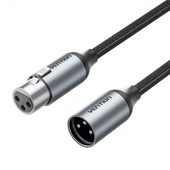 VENTION BKHHI XLR-microfoonkabel 3m Zwart nylon gevlochten met aluminium stekkers