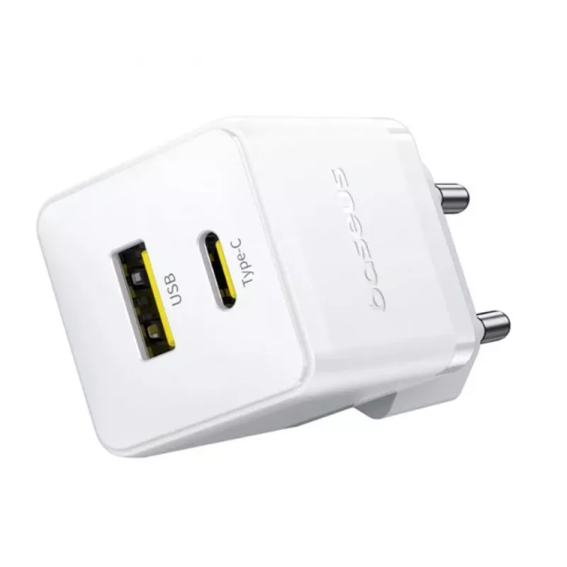 Baseus Palm 30W USB-C USB-A Wandoplader Wit EU-stekker