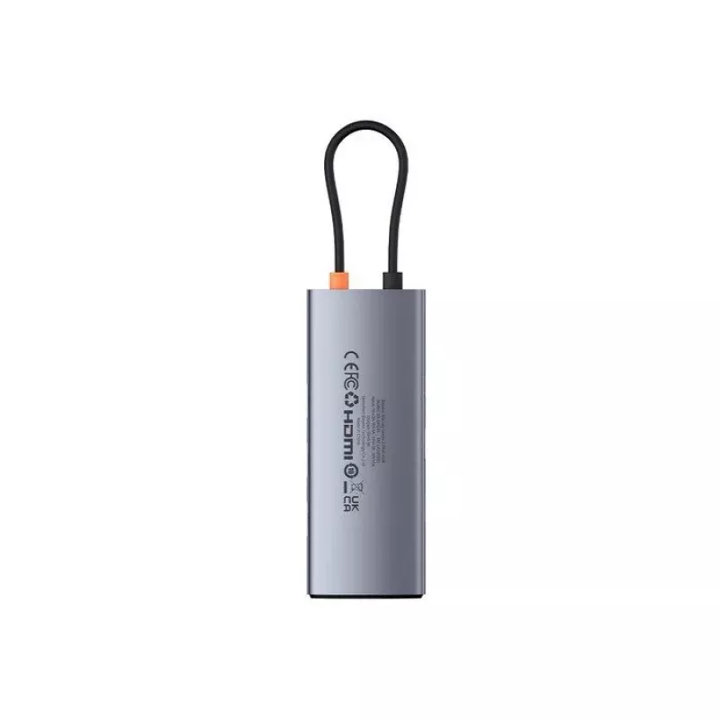 Baseus Metal Gleam 7-in-1 USB-C hub HDMI 4K 60Hz 3x USB 3.0 USB-C PD SD microSD grijs