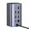 Baseus Air Spacemate 12-in-1 USB-C Hub, 2x HDMI 4K@60Hz, 2x USB-C 10Gbps, 2x USB-A 5Gbps, 2x USB-A 480Mbps, RJ45, SD/microSD, USB-C PD, Grijs
