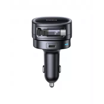 Baseus PrimeTrip VR1 60W autolader met uittrekbare USB-C-kabel - zwart