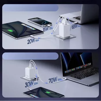 Baseus EnerFill FE11 2 x USB-C / USB-A 100W - Wit