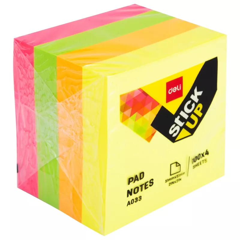 Deli Stick-up zelfklevende notities EA03303, 400 vel, diverse kleuren, 5,1 x 5,1 cm