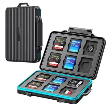 ORICO PHCD-3-BK-BP Memory Card Opbergcase voor 12 SD- en 12 MicroSD-kaarten, Zwart