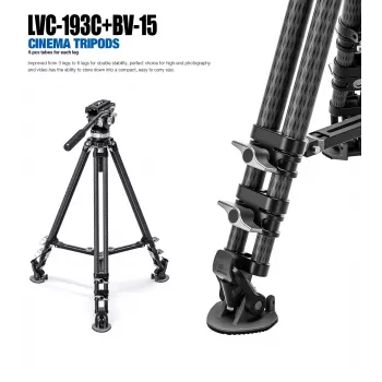Leofoto King Kong LVC-193C+BV-15 carbonfiber video-statiefkit