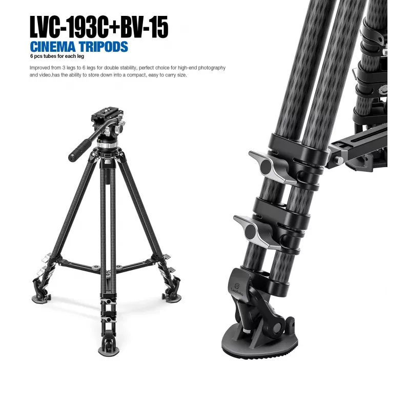Leofoto King Kong LVC-193C+BV-15 carbonfiber video-statiefkit