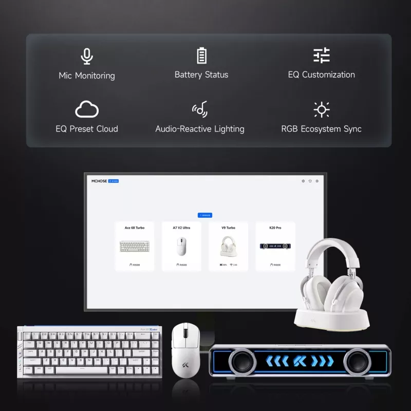 MCHOSE V9 Turbo draadloze gaming-headset, wit