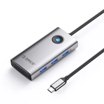 ORICO PW11 USB-C 6-in-1 hub, 3x USB-A 3.0, 1x USB-C PD 100W, 1x HDMI 4K 30Hz, 1x RJ45 2.5G Ethernet, grijs