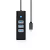 ORICO PW3UR25-C3 4-poorts USB 3.0 hub met 2.5G Ethernet-adapter, 0,5m kabel, zwart