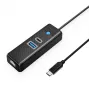 ORICO PW3UR25-C3 3-poorts USB-C hub met 2,5G Ethernet, 0,5m kabel, zwart