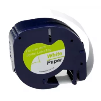 G&G BM-D-G-91200 Compatibel etikettenband 12mm x 4m wit op zwart vervanging voor DYMO 91220