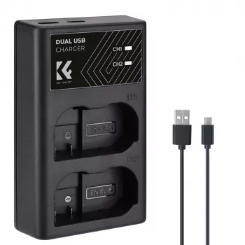 K&F Concept Dual USB-oplader voor Nikon EN-EL15 D7000 D7500 D850 D750