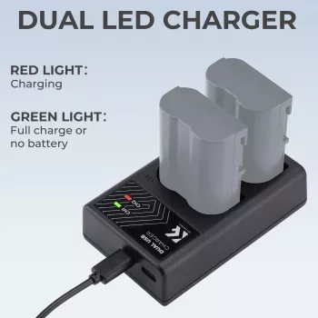 K&F Concept Dual USB-oplader voor Nikon EN-EL15 D7000 D7500 D850 D750