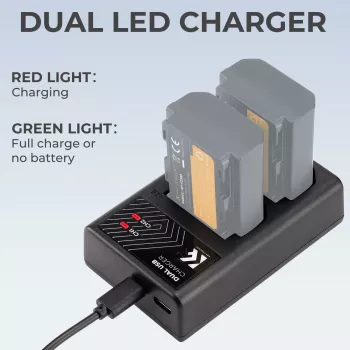K&F Concept Dual USB-oplader voor Sony NP-FZ100-accu - KF28.0010