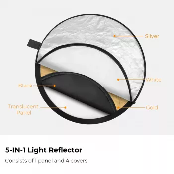 K&F Concept 5-in-1 ronde reflector 110cm met diffusor en draagtas - KF18.0003